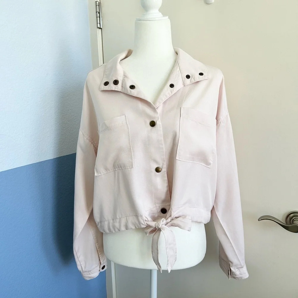 Marine Layer Oslo Crop Tie Waist Boxy Jacket Rosewater Pink Size M - Picture 3 of 11